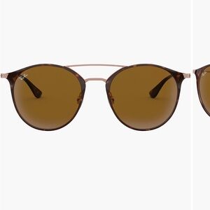 Ray-Ban Tortoiseshell Frame Sunglasses with Brown Lenses and Rose Gold Bridge